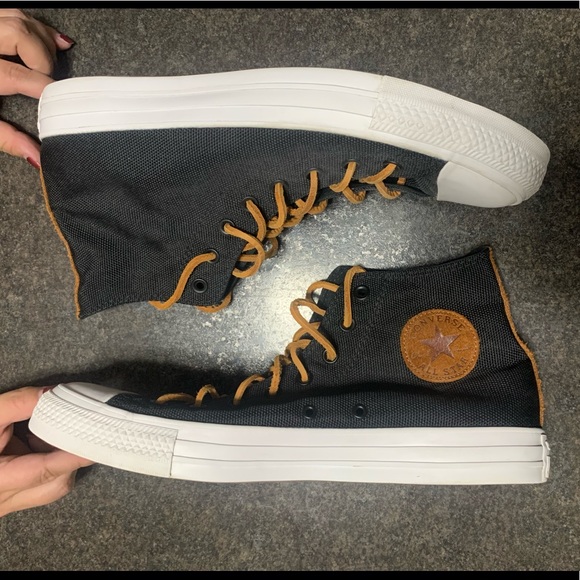 Converse Black Canvas Leather High Top